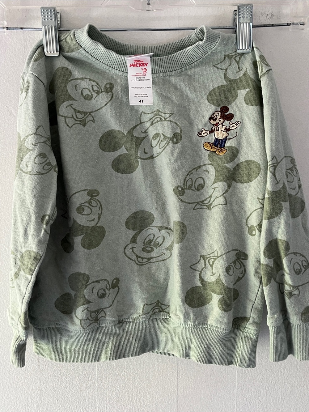Disney Mickey Mouse Sage Green Allover Face Sweater with Matching Pants Kids